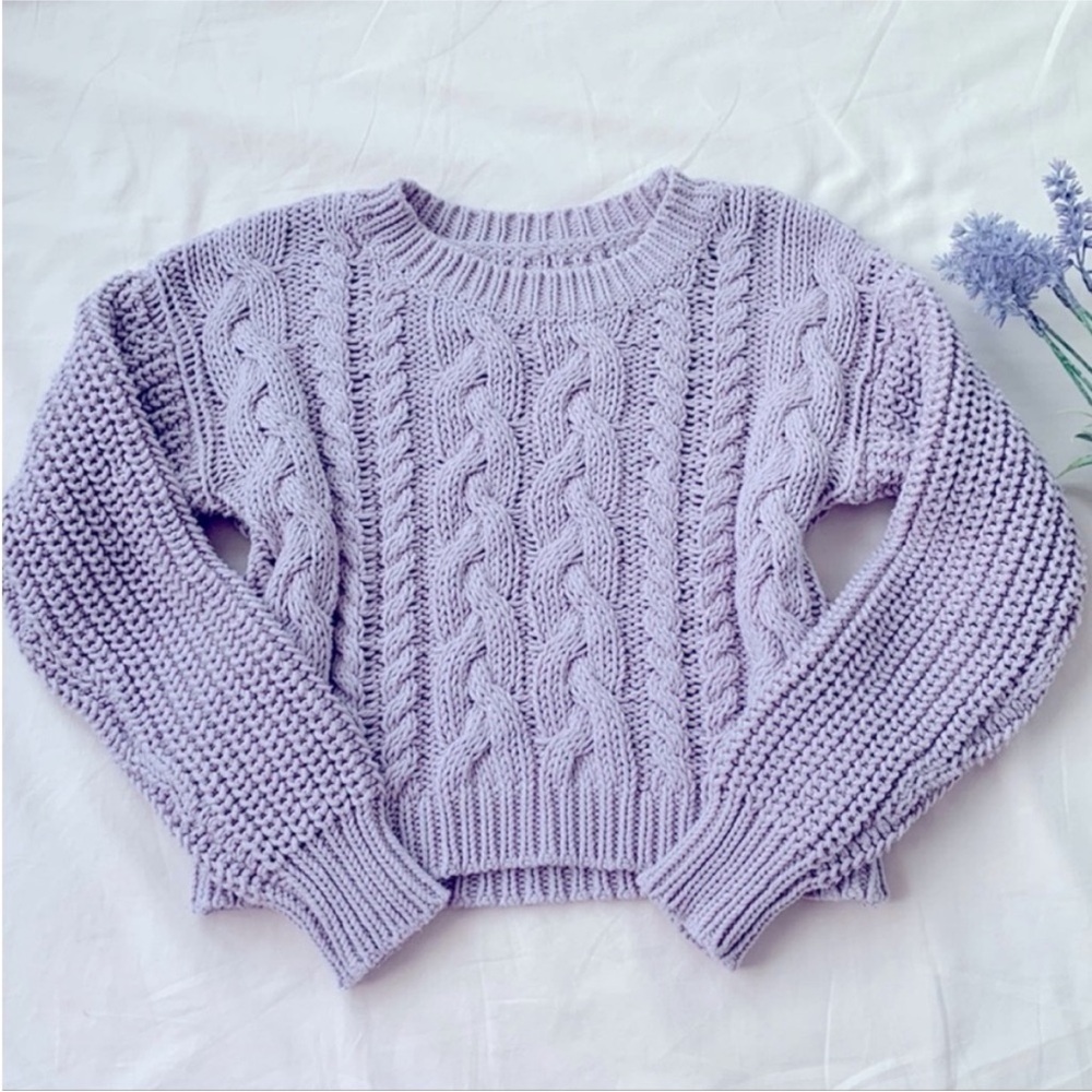 Urban Outfitters cable knit lavender purple crop sweater, size S